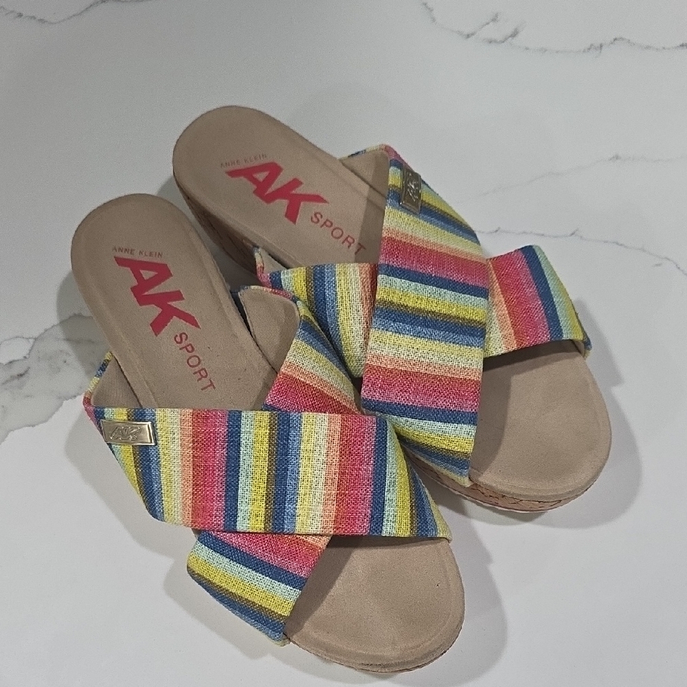 Anne Klein Colorful Striped Sandals